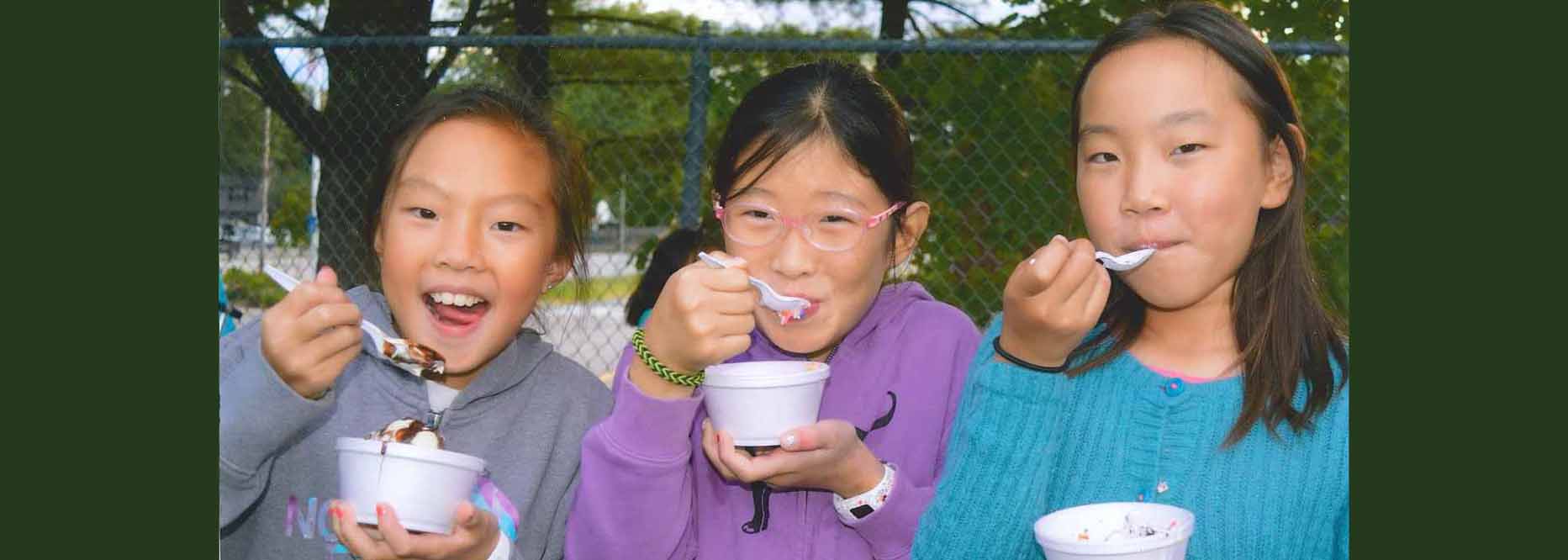 Three Upham Students Eating Ice Cream