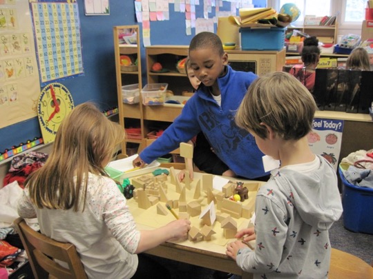 Kindergarteners learn about families and homes