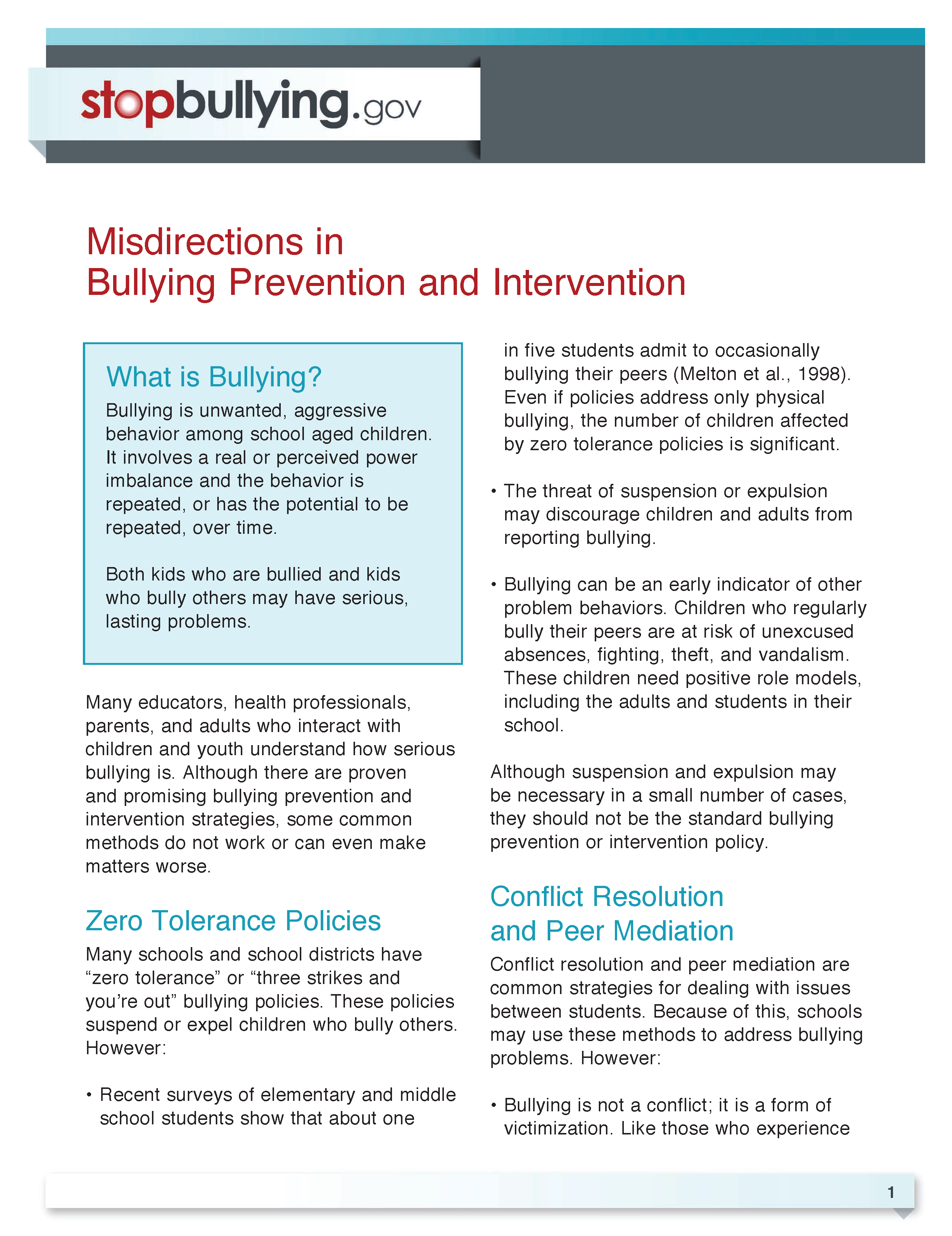 Misdirections in Bullying Prevention and Intervention